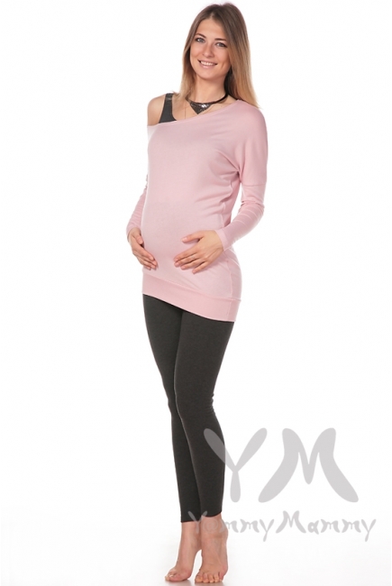 Лосины для беременных утепленные с начесом темно-серый меланж