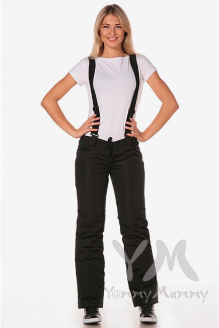 Брюки для беременных и родивших, утепленные универсальные черные