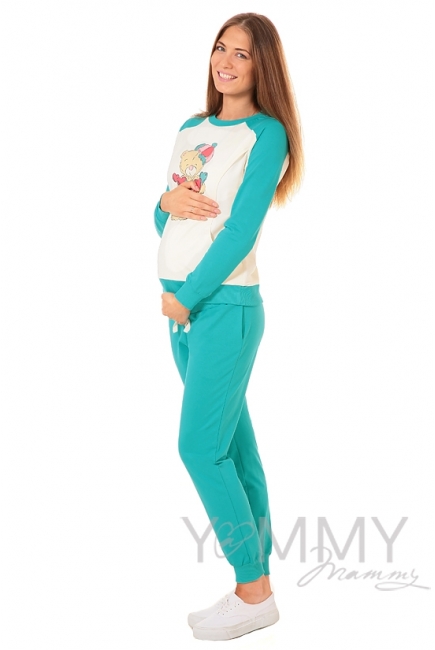 Универсальные спортивные брюки из футера ментол для беременных
