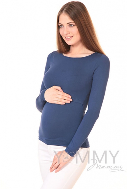Лонгслив для кормящих и беременных, темный индиго