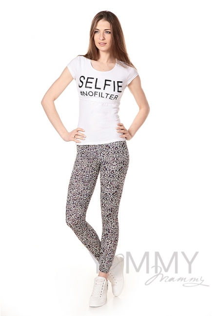 Лосины универсальные бежевый леопард для беременных