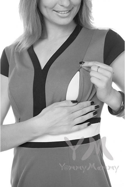 Платье с секретом на молнии для кормящих беременных, кофе с молоком