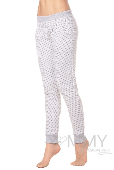 Универсальные спортивные брюки серые в горошек для беременных