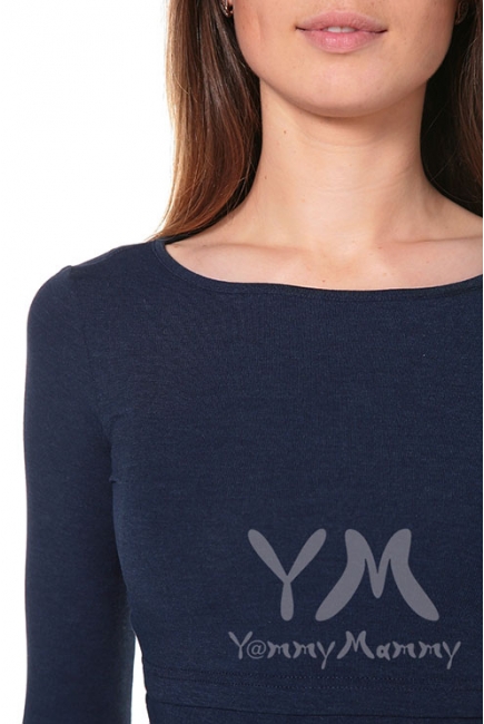Лонгслив для беременных и кормящих, темно-синий меланж