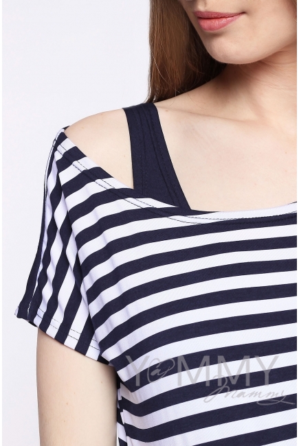 Блуза со спущенным плечом в комплекте с топом для кормящих и беременных