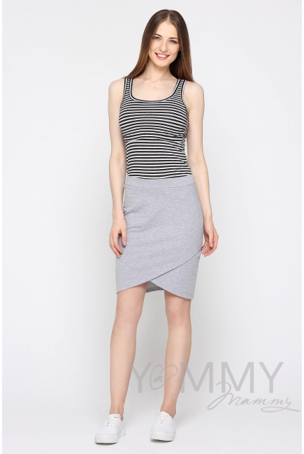 Юбка универсальная из футера светло-серый меланж для беременных