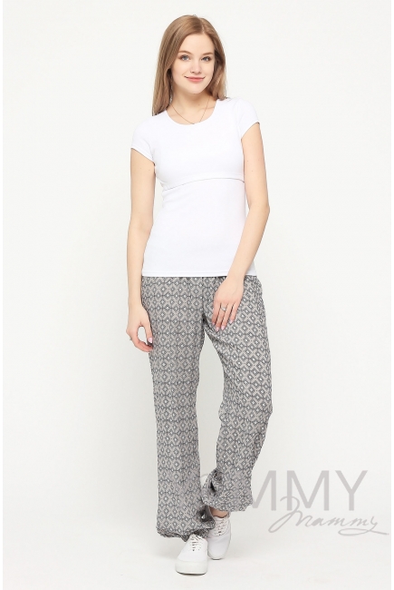 Футболка из рибаны для кормящих и беременных, белая