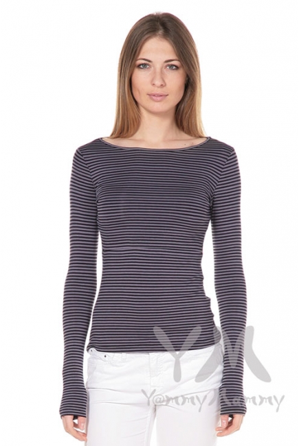 Лонгслив для беременных и кормящих, серый в черную полоску