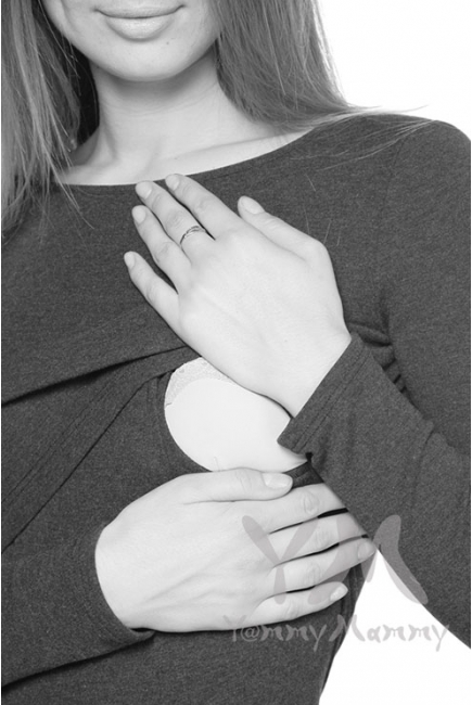 Лонгслив для беременных и кормящих, темно-серый меланж