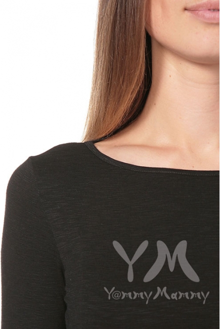 Лонгслив из вискозы для беременных и кормящих, черный