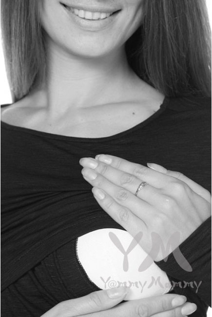 Лонгслив из вискозы для беременных и кормящих, черный