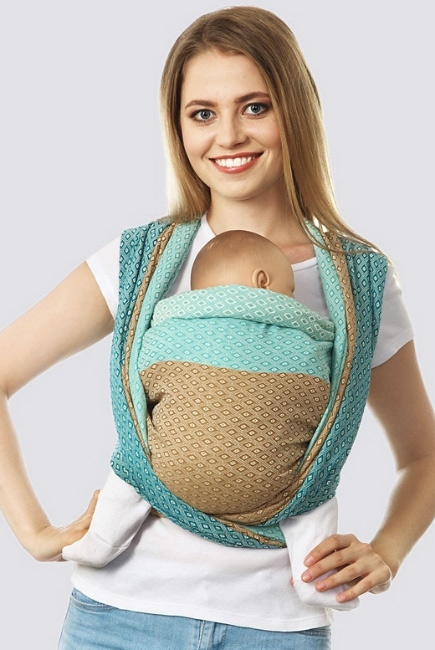 Слинг-шарф алмазного плетения, бирюза-бронза