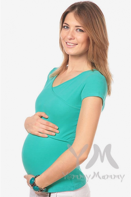 Футболка для кормящих и беременных, цвет ментоловый