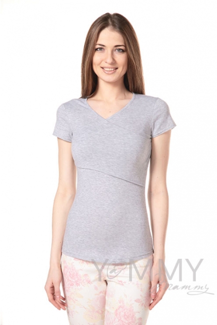 Футболка для беременных и кормящих, цвет серый меланж