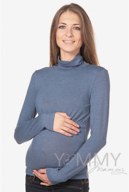 Водолазка для беременных и кормящих, цвет индиго меланж