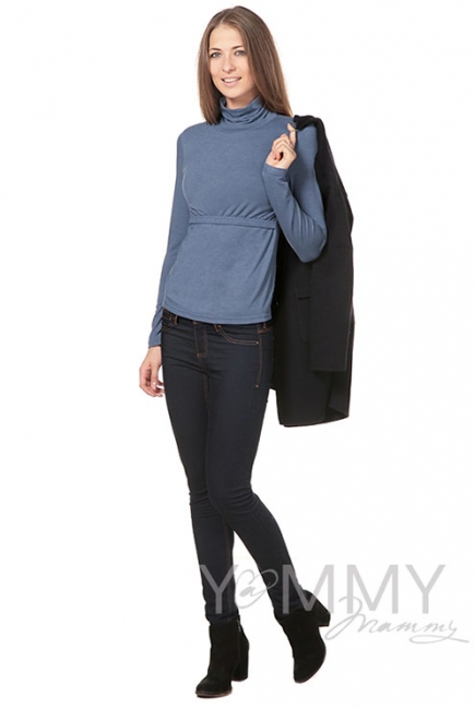 Водолазка для беременных и кормящих, цвет индиго меланж