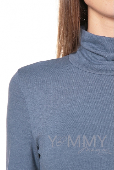 Водолазка для беременных и кормящих, цвет индиго меланж