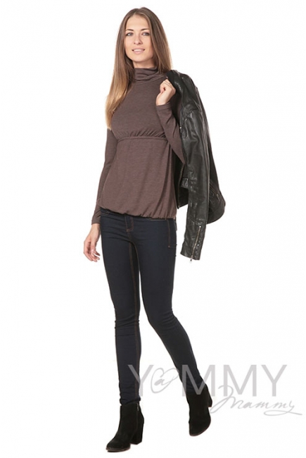 Водолазка со сборкой для кормящих и беременных, цвет мускат меланж