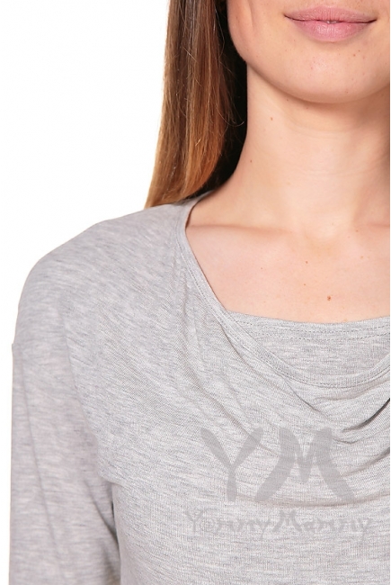 Платье для кормящих и беременных с горловиной "качелька", светло-серый меланж