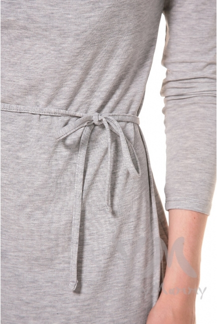 Платье для кормящих и беременных с горловиной "качелька", светло-серый меланж