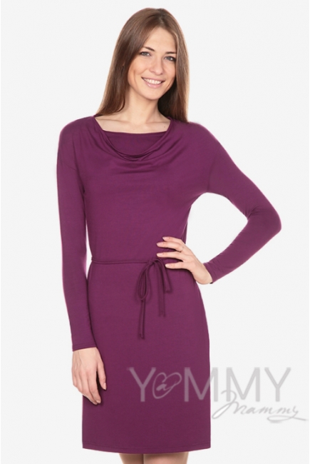 Платье для кормящих и беременных с горловиной "качелька" из модала, орхидея