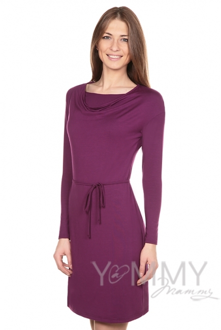 Платье для кормящих и беременных с горловиной "качелька" из модала, орхидея