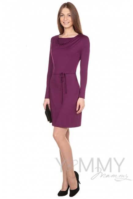 Платье для кормящих и беременных с горловиной "качелька" из модала, орхидея