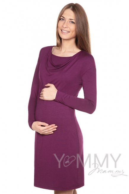 Платье для кормящих и беременных с горловиной "качелька" из модала, орхидея