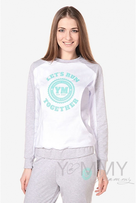 Толстовка для кормящих и беременных с принтом, цвет белый