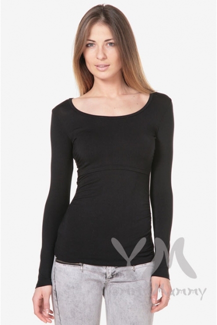 Лонгслив из модала для беременных и кормящих, черный