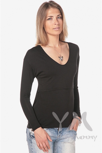 Туника с драпировкой на спине для беременных и кормящих, черная