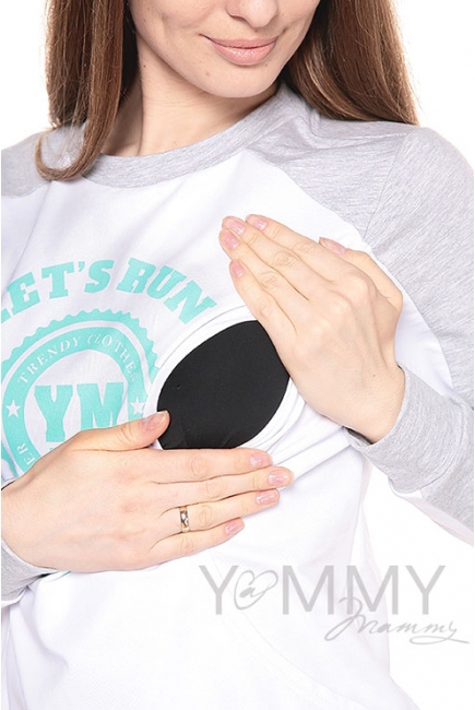 Толстовка для кормящих и беременных с принтом, цвет белый