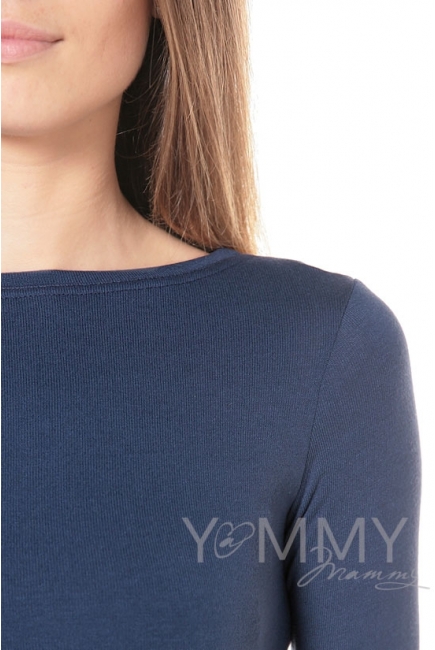 Платье для беременных и кормящих с карманами, темный индиго