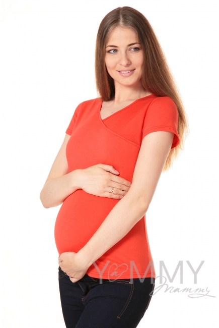 Футболка для кормящих и беременных, цвет алый