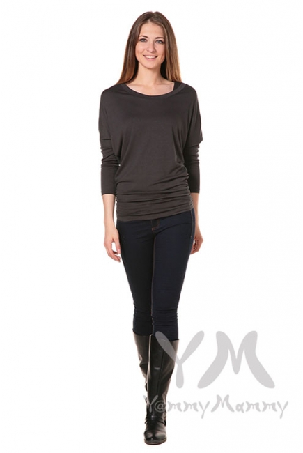 Блуза летучая мышь для кормящих и беременных, графит
