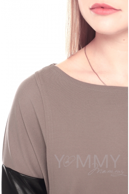 Платье-туника для беременных и кормящих, капучино