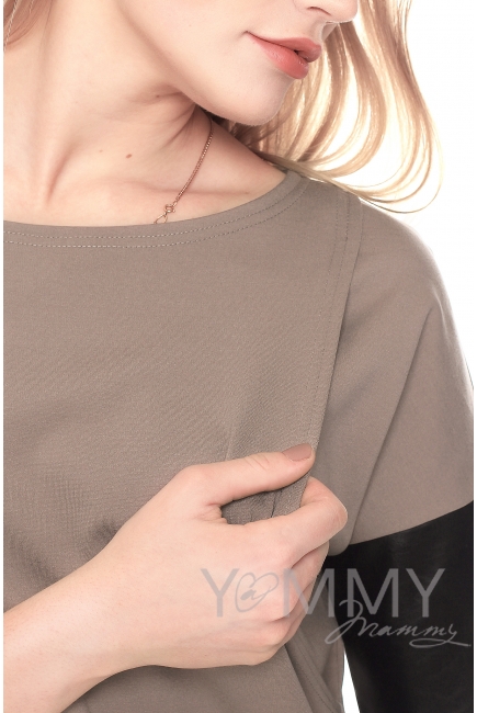 Платье-туника для беременных и кормящих, капучино