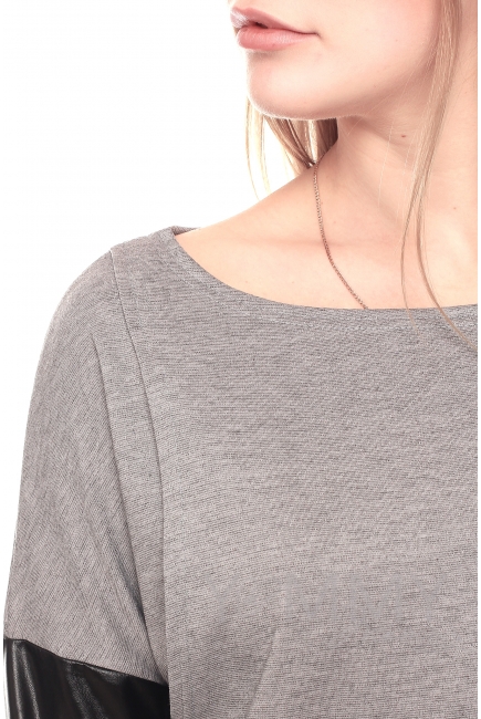 Платье-туника для кормящих и беременных, серое