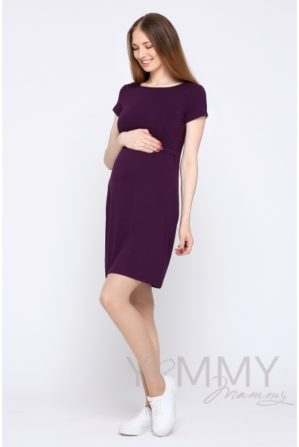 Платье для кормящих и беременных из вискозы, темно-лиловое