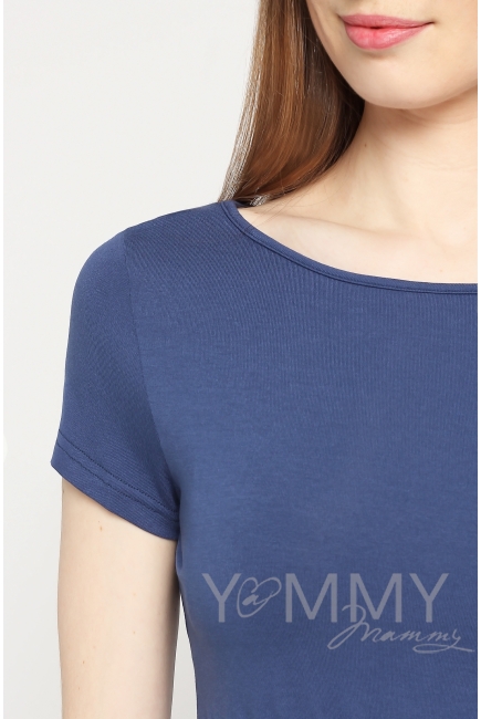 Платье для кормящих и беременных из вискозы, темный индиго