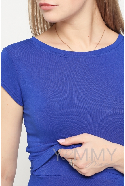 Платье длинное для беременных и кормящих с карманами, ультрамарин