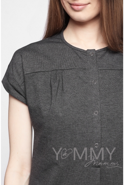Платье на кнопках для кормящих и беременных, темно-серый меланж