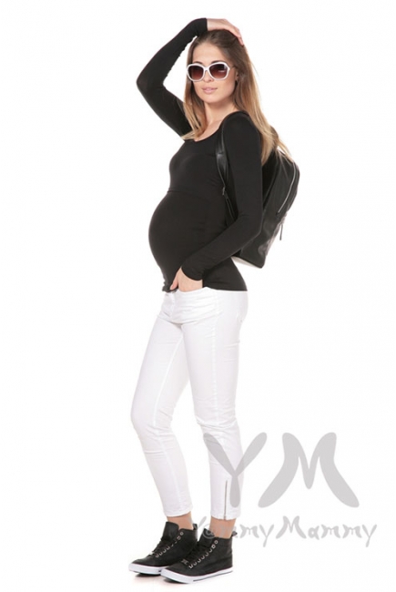 Лонгслив из модала для беременных и кормящих, черный