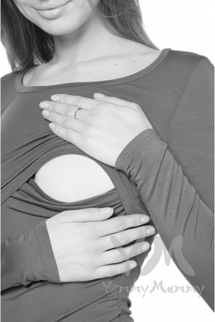 Лонгслив из модала для беременных и кормящих, черный