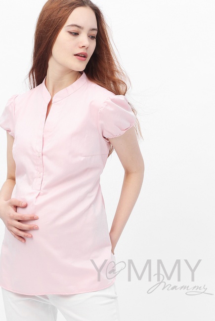Рубашка с коротким рукавом для кормящих и беременных, розовая
