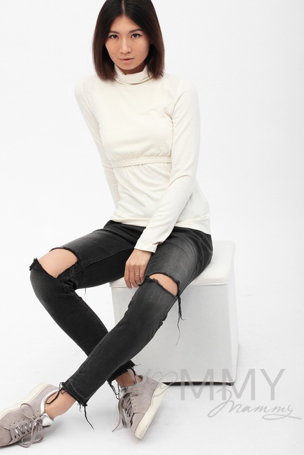 Водолазка для беременных и кормящих, цвет экрю