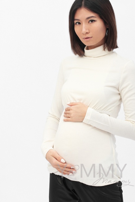 Водолазка со сборкой по низу для беременных и кормящих, цвет экрю