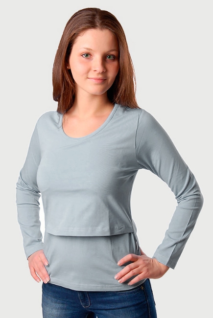 Футболка для кормящих с длинным рукавом, "Серая"