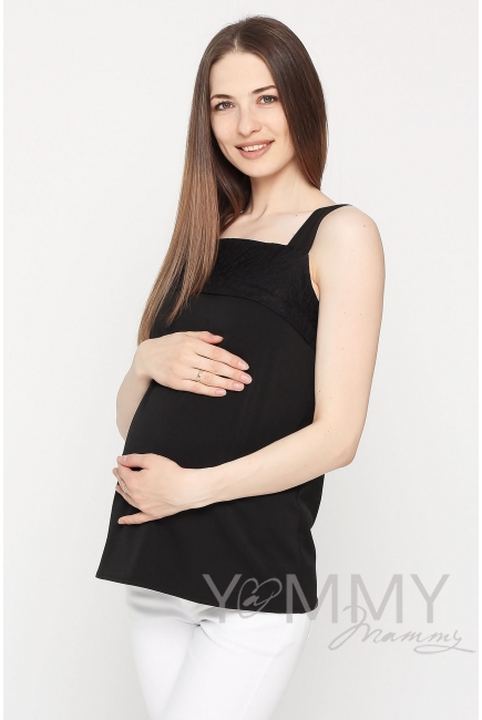 Топ с кружевом для кормящих и беременных, цвет черный