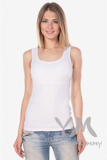 Майка для кормящих и беременных, белая (рибана)